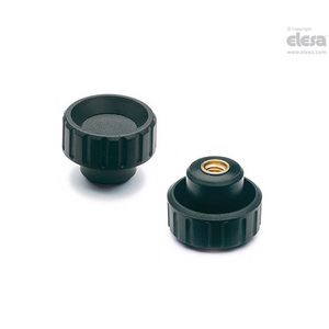 6323 - MANOPOLA SCANALATA TECNOPOLIMERO BOCCOLA IN OTTONE FORO CIECO FILETTATO BT.16 B-M6