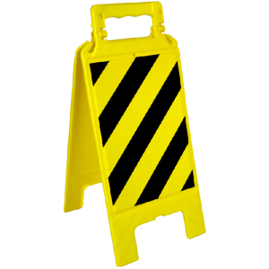 CHEVALET SIGNALISATION JAUNE HACHURE NOIR