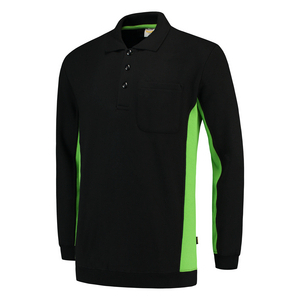 TRICORP POLOSWEATER BORSTZAK 302001 ZWART/LIME MT 4XL