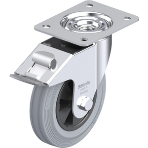 LE-VPP 160G-FI-SG Lenkrolle spurlos grau mit Stop-Fix