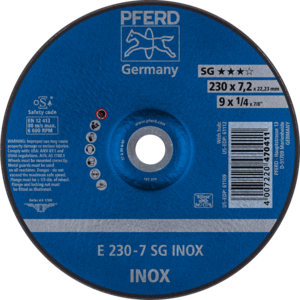 PFERD Reinforced grinding wheel E 230 7 A 30 N SG INOX/22,23