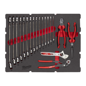 MILWAUKEE FOAM INLAY STEEKSLEUTEL- EN TANGENSET (19-DELIG)