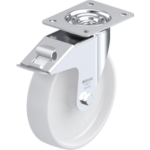 ROULETTE PIVOT. 300KG D.200MM AC BAND.POLYA 50MM MOY LISSE+FR