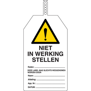 BRADY VEILIGHEIDSLABEL NIET IN WERK. STELLEN VL14 - 145X85M