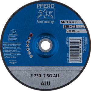 PFERD Reinforced grinding wheel E 230 7 A 24 N SG ALU/22,23