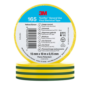 TEMFLEX 165 NASTRO ISOLANTE IN VINILE, VERDE/GIALLO, 15 MM X 10 M 7100222491
