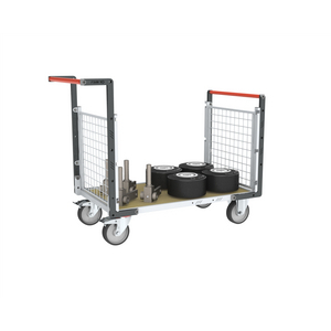 CHARIOT MODULAIRE GRILLAGE 2 DOSSIERS, PLATEAU BOIS 1200 X
