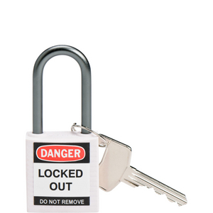 BOX 6 COMPACT SAFETY PADLOCK 38MM SHACKLE KEYED DIFFERENTLY WHITE 814132-COMPACT SAFE PADLOCK 38MM SHA KD WHITE/6