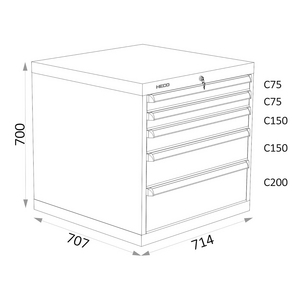ARMOIRE 5 TIROIRS BLEU MARTELE