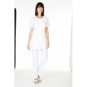 TUNIQUE FEMME BLANC / MIEL T4CAROLE MANCHE COURTE