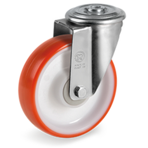 RUOTA 60 160X50 POLIURETANO NUCLEO POLIAMMIDE 6 SUPP. ROTANTE FORO PASSANTE NL 604310