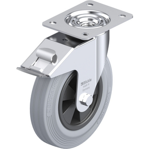 LE-VPP 200G-FI-SG Lenkrolle spurlos grau mit Stop-Fix