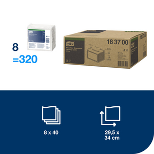 TORK REINIGINGSDOEK MICROVEZEL DISPOSABLE 183700 (DS=8X40ST)