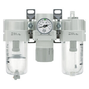 AC10-40-A (FRL), Modular Type, Air Filter + Regulator + Lubricator