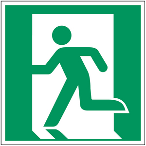SEGNALETICA DI SICUREZZA ISO â USCITA DI EMERGENZA A SINISTRA 814277 PIC E001-400X400-PP-CRD/1