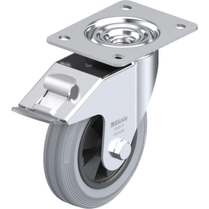 LE-VPP 150G-FI-SG Lenkrolle spurlos grau mit Stop-Fix