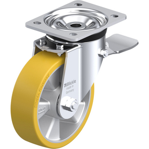 ROUE PIVOT. 550KG D.160MM AC BAND.POLYU 50MM MOY BILLE+FR
