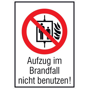 3110029750 Verbotsschild 13,1x18,5mm Aufzug n. ben.,Folie