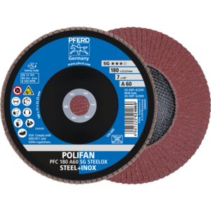 PFERD POLIFAN® flap disc PFC 180 A 60 SG/22,23