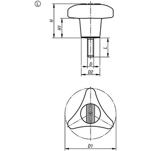 DREISTERNGRIFF D1=80, M10X30