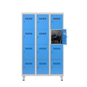VESTIAIRE CASES 3 COL. 4 CASES CORPS RAL 7035/PORTES RAL 5012