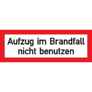 3110029560 Schild Folie 105x297 mm Aufzug im Brandfall