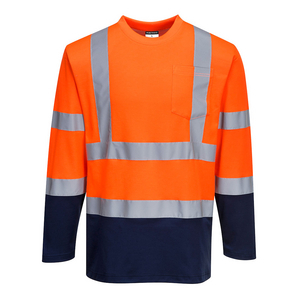PORTWEST T-SHIRT LM RIS S280 HI-VIS ORANJE/MARINE MT 3XL