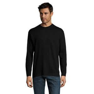 TEE-SHIRT COTON NOIR MANC.LG COL RD MONARCH 11420 T.S