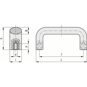 37300 - MANIGLIA A PONTE TECNOPOLIMERO FORI CIECHI FILETTATI PER MONTAGG. POST. M.643/100 B-M5