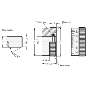 GN164-50-R18-MCRS Skalenring mit Standard-Skala mit Reibring