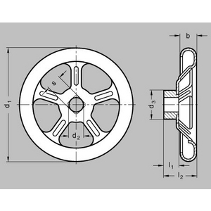 GN228-ST-160-B12-A-SW Stahlblech-Handrad