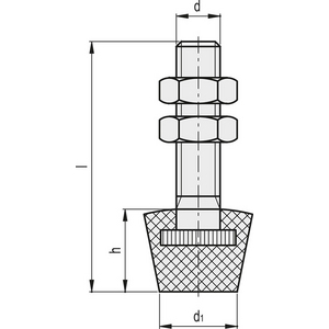 GG.AU541 - PUNTALE PER ATTREZZO DI SERRAGGIO ACCIAIO O ACCIAIO INOX GOMMA ACCIAIO INOX AISI 304 SRH-SST-M6X55