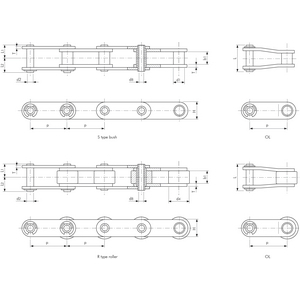 TSUBAKI HOLLOW PIN CHAIN CHAIN STRAIGHT RF 2040 HP-S - 1