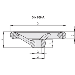 GN.11485-VOLANTINO A RAZZE GHISA SENZA IMPUGNATURA DIN 950-GG-250-B26-A
