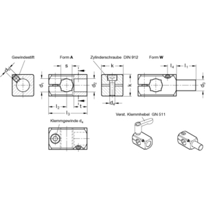 GN476-B12-B12-A-ELS T-Klemmhalter schwarz eloxiert