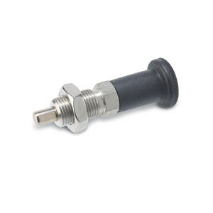 GN.34639-PISTONCINO DI POSIZIONAMENTO A MOLLA ACCIAIO INOX CON POSIZIONE DI ARRESTO CON CONTRODADO GN 817.2-12-15-CK-NI