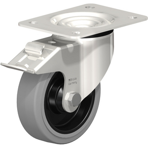 Lenkrolle 125 Mm Elastik Grau - Leise Transportrolle Mit Feststeller