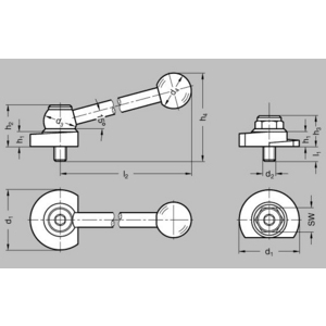 GN918.1-50-SK-L Spannriegel mit Sechskant links