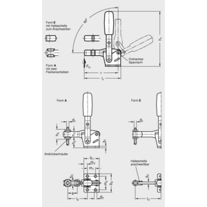 GN810-75-E Vertikal-Spanner mit waagrechtem Fuss