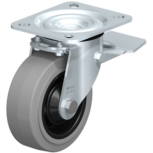 L-POEV 100K-ST-SG Lenkrolle spurlos grau mit Stop-Top
