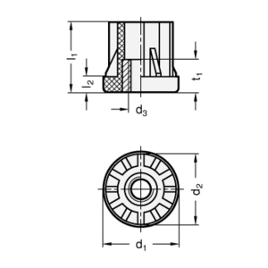 GN448-D42.4-D37.4-M20 Elesa-Einsteckbuchse Für Rundrohre