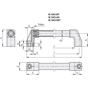 37631-R-MANIGLIA TUBOLARE TECNOP. ALLUMINIO ACCIAIO INOX TUBO ALL. RIV RESINA EPOS.MONT.FRONTALE M.1043/20-300-EP