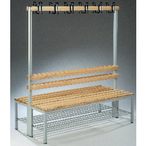 3110019790 Doppelbank Holz RAL 7021 1650x1000x756mm 2x4 Haken