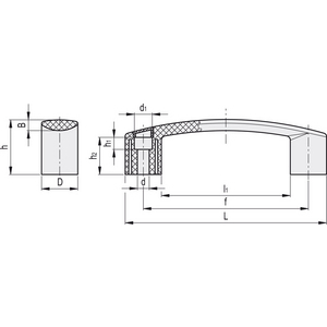 260262-C6 - MANIGLIA A PONTE FLESSIBILE TECNOPOLIMERO ADDIZIONATO CON ELASTOMERO EBP.140-8-FLX-C6