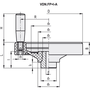 73691-12 - VOLANTINO A DISCO DUROPLASTO IMPUGNATURA GIREVOLE MOZZO FORATO VDN.80 FP+I-A12