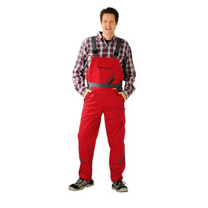 HERREN LATZHOSE HIGHLINE ROT/SCH/SW 102 PP6084134102, 65% Polyester und 35 % Baumwolle, 285 gr/m²