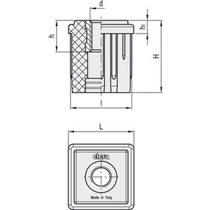 319264 - TERMINALE QUADRATO PER TUBI GRANDI PORTATE TECNOPOLIMERO ND.Q-40X2-M12