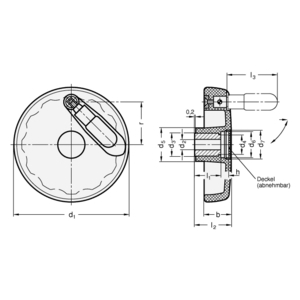 GN521.6-150-K14-R Elesa-Scheibenhandrad Mit Edelstahlbuchse