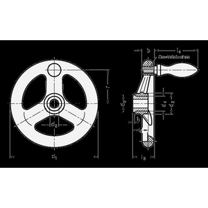 GN555-160-B16-D Speichenhandrad (mit Griff, ohne Nut)