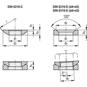 GN.30911-RONDELLA CONCAVA E CONVESSA ACCIAIO RONDELLA CONCAVA DIN 6319-12-D